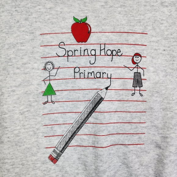 Vtg 90's Sweatshirt Mens XXL Gray Spring Hope NC Primary Teacher Student School - Picture 3 of 8